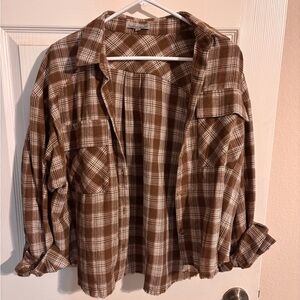 Wishlist Brown and White Plaid Top